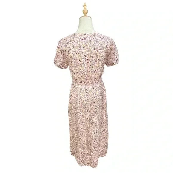 J.Crew Floral in Field Day Print Metallic Button Down V-Neck Midi Size 2 - Picture 3 of 9